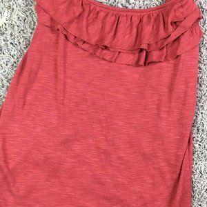 Womens ANN TAYLOR LOFT sz M Tank ruffle pumpkin
